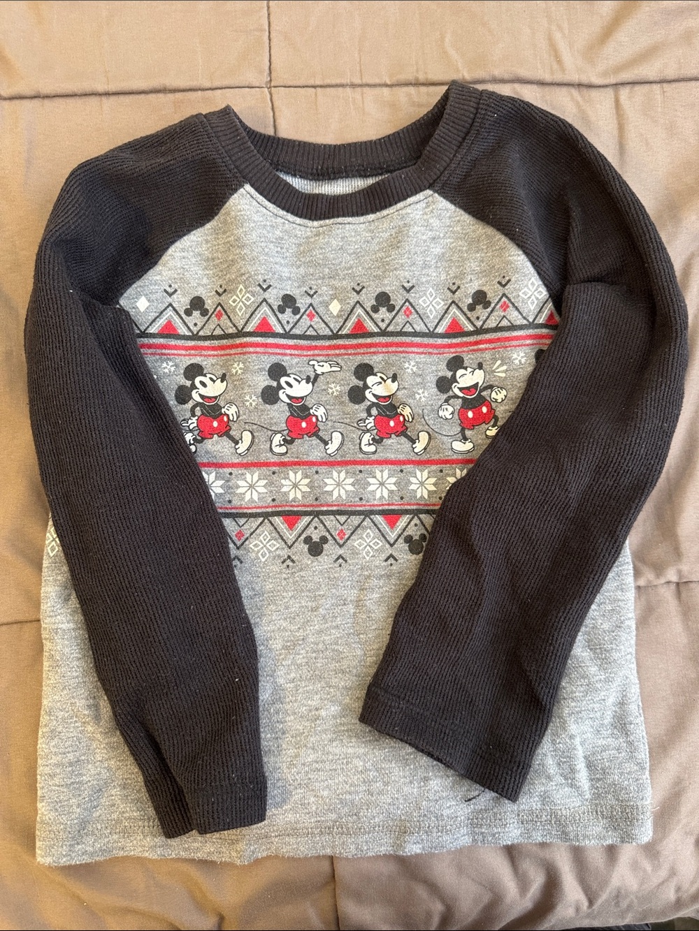 jumping beans Grey, Black & Red Mickey Mouse Long-Sleeve Raglan Tee